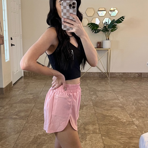 Pants - High Waist Lined and Pocketed Running Shorts
